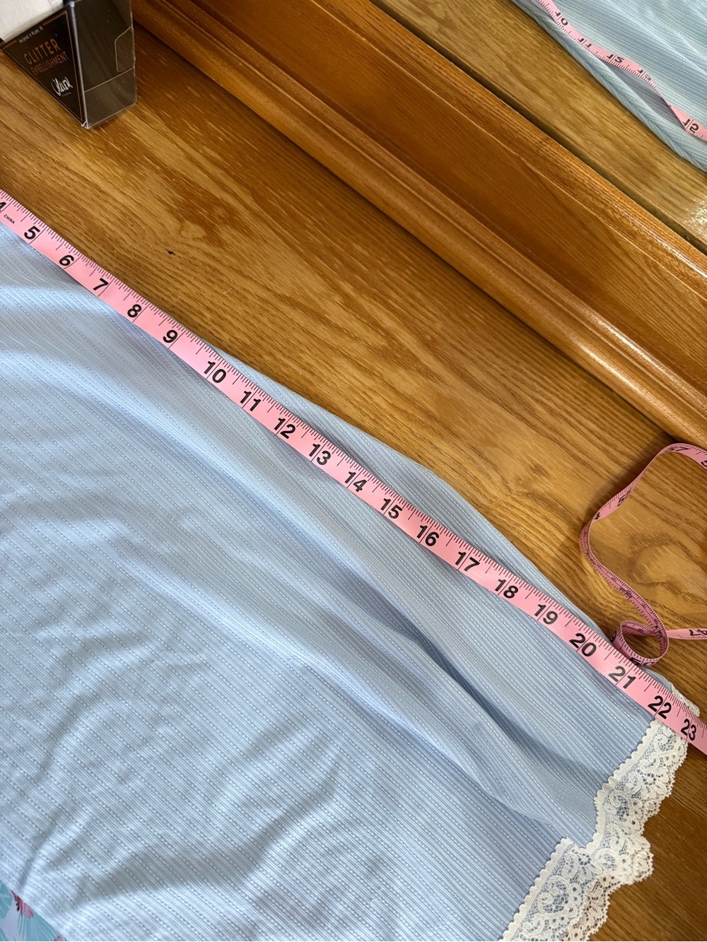 Light Blue Lace-Trim Chemise Slip with Delicate Detail - Picture 6 of 9